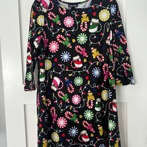Dreamworks Black Dress with Festive Print “Ugly Christmas”